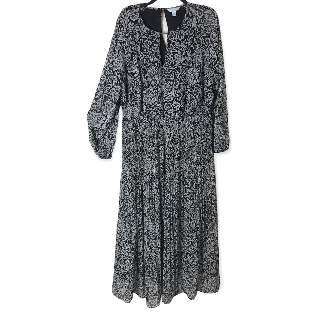 Floral Long Sleeve Long Maxi Plus Size Dress